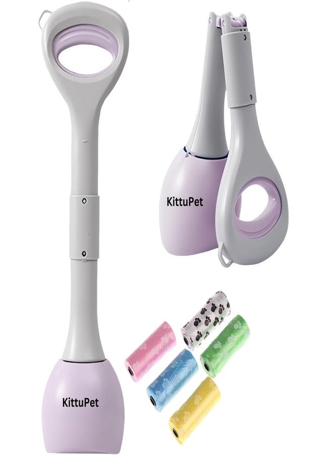 KittuPet Dog Pooper Scooper Long Handle Foldable Pet Pooper Scooper Attached with Poop Bag - Image 1